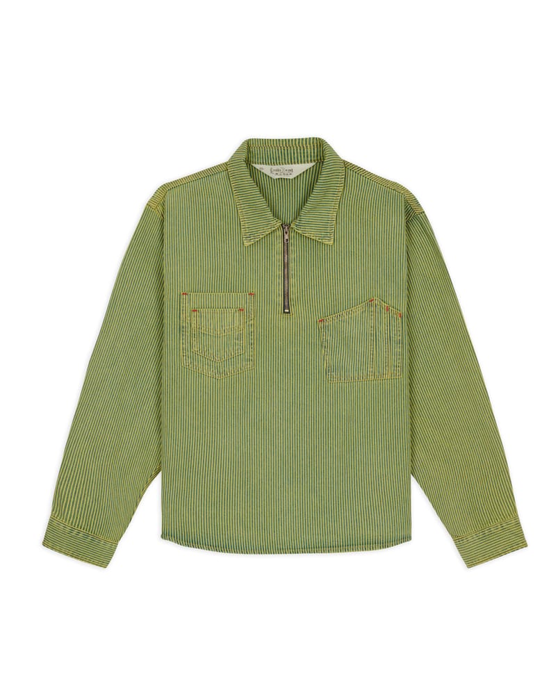 Hickory Stripe Half Zip Work Shirt